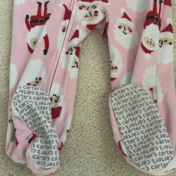 Girls 24 month fleece footie zipper pajamas Christmas Santa Claus warm winter - Picture 3 of 3